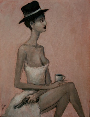 Malerei mit dem Titel "Conchita Pink" von George Rurua, Original-Kunstwerk, Acryl
