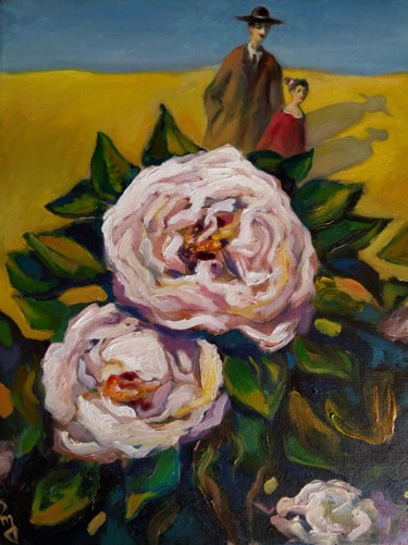 Peinture intitulée "Roses" par George Rurua, Œuvre d'art originale, Huile