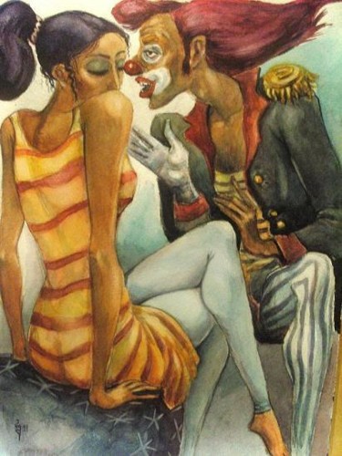 Pintura titulada "Clowne with Love" por George Rurua, Obra de arte original, Oleo