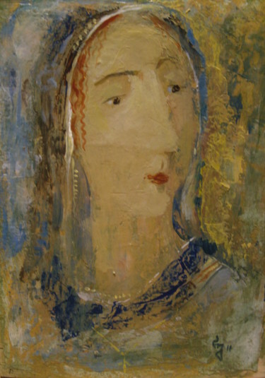 Painting titled "Georgian woman" by George Rurua, Original Artwork