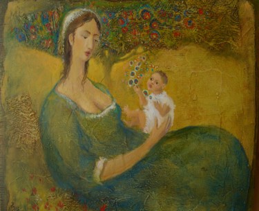 Pintura titulada "Motherhood" por George Rurua, Obra de arte original