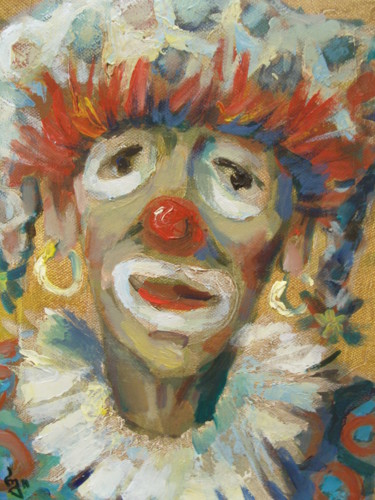Painting titled "Clown." by George Rurua, Original Artwork, Oil