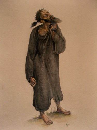 Dibujo titulada "Monk" por George Rurua, Obra de arte original, Lápiz