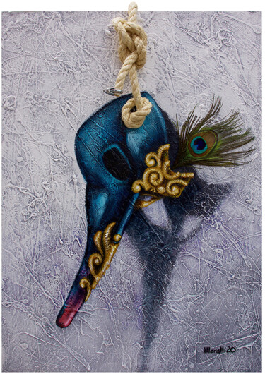 Pittura intitolato "Máscara Azul" da Gilberto Moralli, Opera d'arte originale, Acrilico