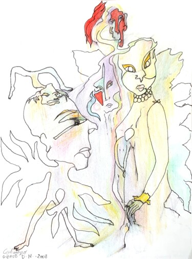 DANGER IMMÉDIAT Dessin intitulée "DANGER IMMÉDIAT" par Dominique-Marie Gibaud Ubelmann, Œuvre d'art originale, Crayon