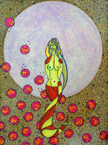 Dessin intitulée "Au clair d'une lune" par Vincent Gibert, Œuvre d'art originale, Pastel