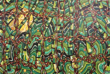 Dessin intitulée "galaxie jungle (2)" par Vincent Gibert, Œuvre d'art originale, Marqueur