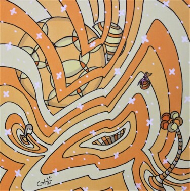 Dessin intitulée "Galaxie isocèle dan…" par Vincent Gibert, Œuvre d'art originale, Marqueur