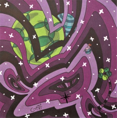 Dessin intitulée "Galaxie Vador dans…" par Vincent Gibert, Œuvre d'art originale, Marqueur