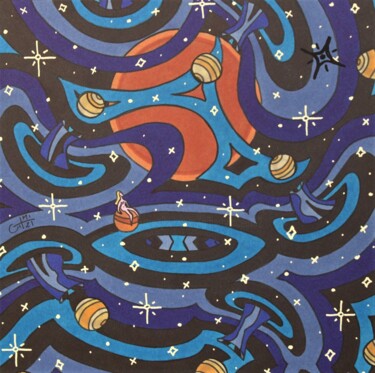 Dessin intitulée "Galaxie Vador dans…" par Vincent Gibert, Œuvre d'art originale, Marqueur