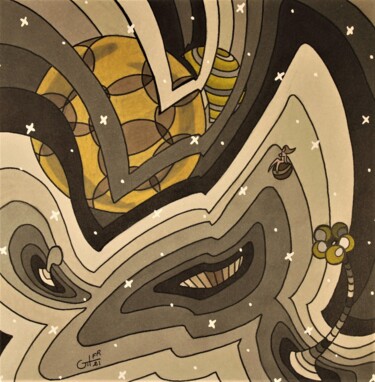 Рисунок под названием "Galaxie rétro dans…" - Vincent Gibert, Подлинное произведение искусства, Маркер