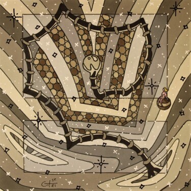 Disegno intitolato "Galaxie rétro dans…" da Vincent Gibert, Opera d'arte originale, Pennarello