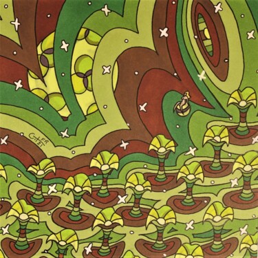 Dessin intitulée "Galaxie jungle dans…" par Vincent Gibert, Œuvre d'art originale, Marqueur
