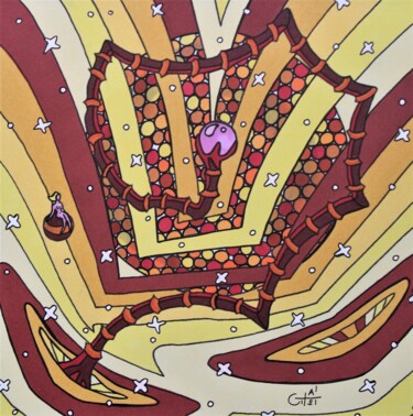 Dessin intitulée "Galaxie des Dieux s…" par Vincent Gibert, Œuvre d'art originale, Marqueur