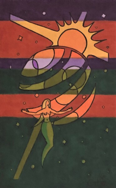 Dessin intitulée "trinité cosmique (5)" par Vincent Gibert, Œuvre d'art originale, Marqueur