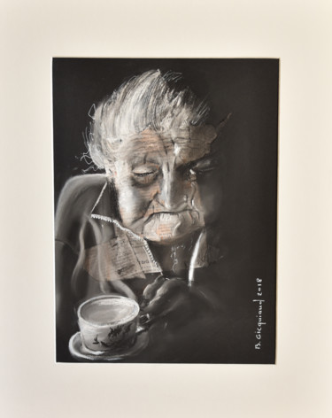 Peinture intitulée "PAUSE CAFE" par Brigitte Gicquiaud, Œuvre d'art originale, Autre