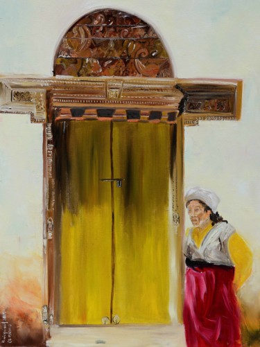 Peinture intitulée "PATAN NEPAL (d'aprè…" par Brigitte Gicquiaud, Œuvre d'art originale