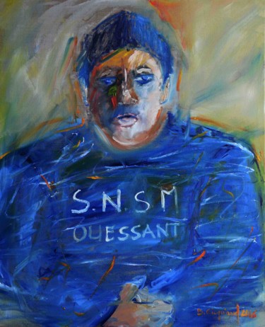 MARIN SAUVETEUR Peinture intitulée "MARIN SAUVETEUR" par Brigitte Gicquiaud, Œuvre d'art originale, Huile