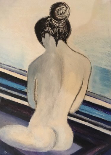 Pintura intitulada "Noir chignon" por Gid Artiste Montmartre, Obras de arte originais, Pastel