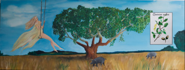 Schilderij getiteld "CORK TREE" door Gideon Nel, Origineel Kunstwerk, Acryl