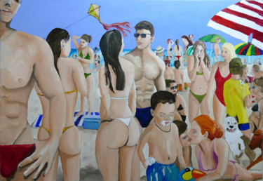 Painting titled "The Beach" by Gideon Nel, Original Artwork, Oil