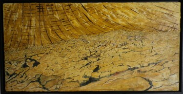 Peinture intitulée "terre-craquelee-50x…" par Gides, Œuvre d'art originale, Huile