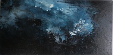 Painting titled "ciel d'hiver" by Gides, Original Artwork, Oil Mounted on Wood Stretcher frame