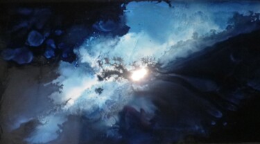 Painting titled "étoiles implosions" by Gides, Original Artwork, Oil Mounted on Other rigid panel