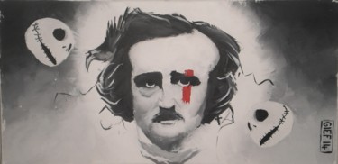 Painting titled "Edgar Allan Poe" by Gief, Original Artwork, Acrylic