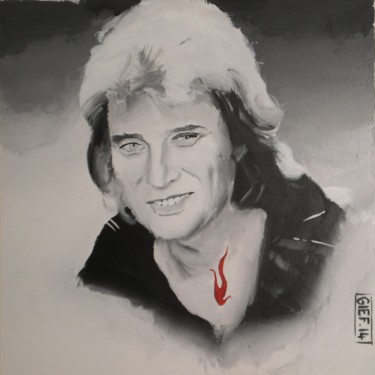 Malerei mit dem Titel "Johnny Hallyday" von Gief, Original-Kunstwerk, Acryl