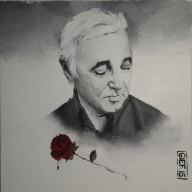 Painting titled "Charles Aznavour" by Gief, Original Artwork, Acrylic