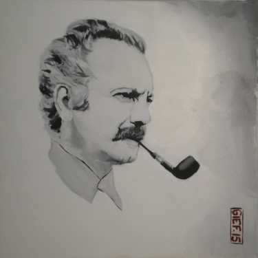 Painting titled "Georges Brassens" by Gief, Original Artwork, Acrylic