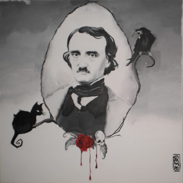 Painting titled "Edgar Allan Poe" by Gief, Original Artwork, Acrylic