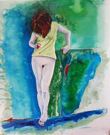 Painting titled "Demi Nu à la Tasse…" by Gier, Original Artwork, Acrylic