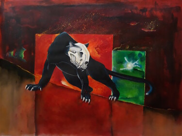 Schilderij getiteld "Panthera Pardus n°7" door Gier, Origineel Kunstwerk, Acryl