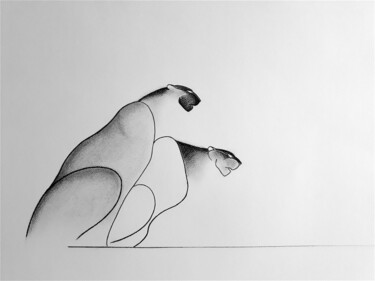 Disegno intitolato "Panthera Pardus n°8" da Gier, Opera d'arte originale, Carbone