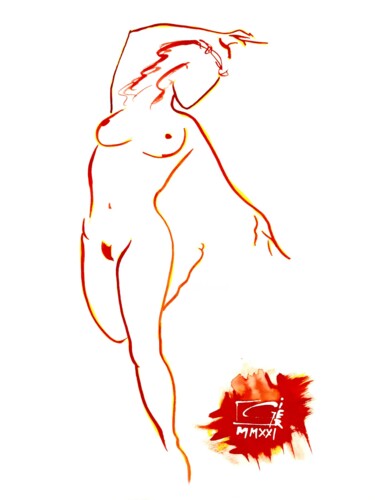 Drawing titled "La Danseuse" by Gier, Original Artwork, Ink