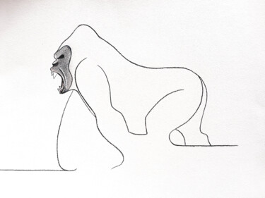 Zeichnungen mit dem Titel "Gorilla Berengei" von Gier, Original-Kunstwerk, Bleistift