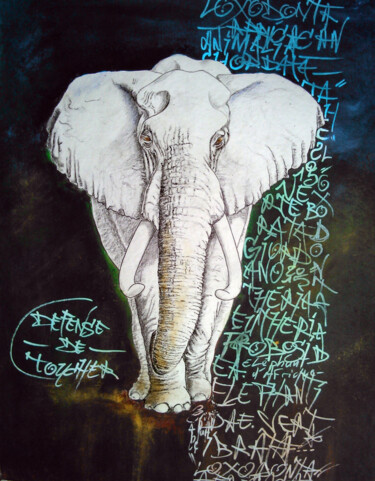 绘画 标题为“Loxodonta Africana” 由Gier, 原创艺术品, 水彩