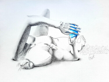 Dessin intitulée "La Communicante, Ba…" par Gier, Œuvre d'art originale, Crayon