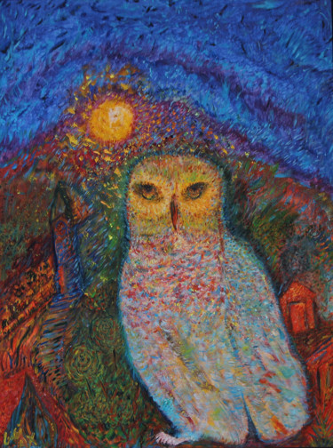 Painting titled "The Owl" by Gigiax, Original Artwork