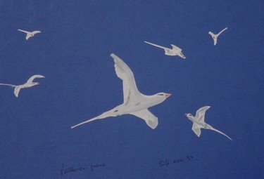 Peinture intitulée "vol de tropic birds…" par Gigi, Œuvre d'art originale