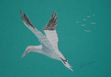 Painting titled "oiseau de mer. sur…" by Gigi, Original Artwork