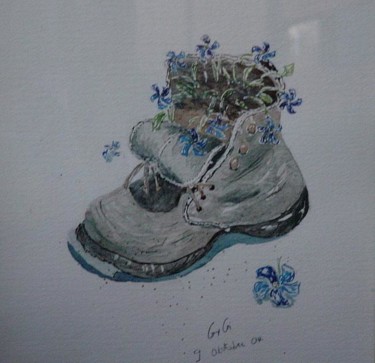 Painting titled "vieille chaussure e…" by Gigi, Original Artwork