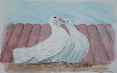 Peinture intitulée "doves couple" par Gigi, Œuvre d'art originale