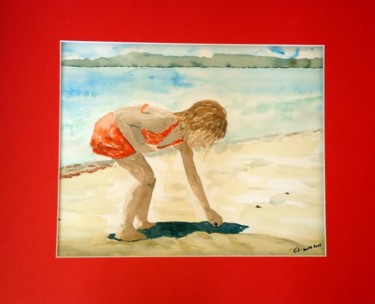 Peinture intitulée "TRESORS SUR LA PLAGE" par Gigi, Œuvre d'art originale