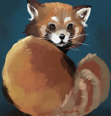 Arts numériques intitulée "Panda roux" par Gil Aline, Œuvre d'art originale, Peinture numérique