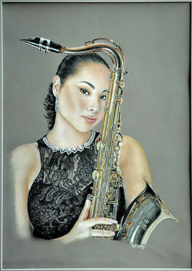 "Sexy saxo" başlıklı Resim Gil Lopez tarafından, Orijinal sanat, Pastel
