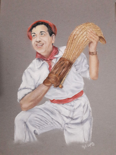 Dessin intitulée "Louis Mariano" par Gil Lopez, Œuvre d'art originale, Pastel