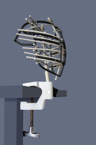 Sculpture intitulée "hockeyeur" par Gil 2 Lérins, Œuvre d'art originale, Métaux